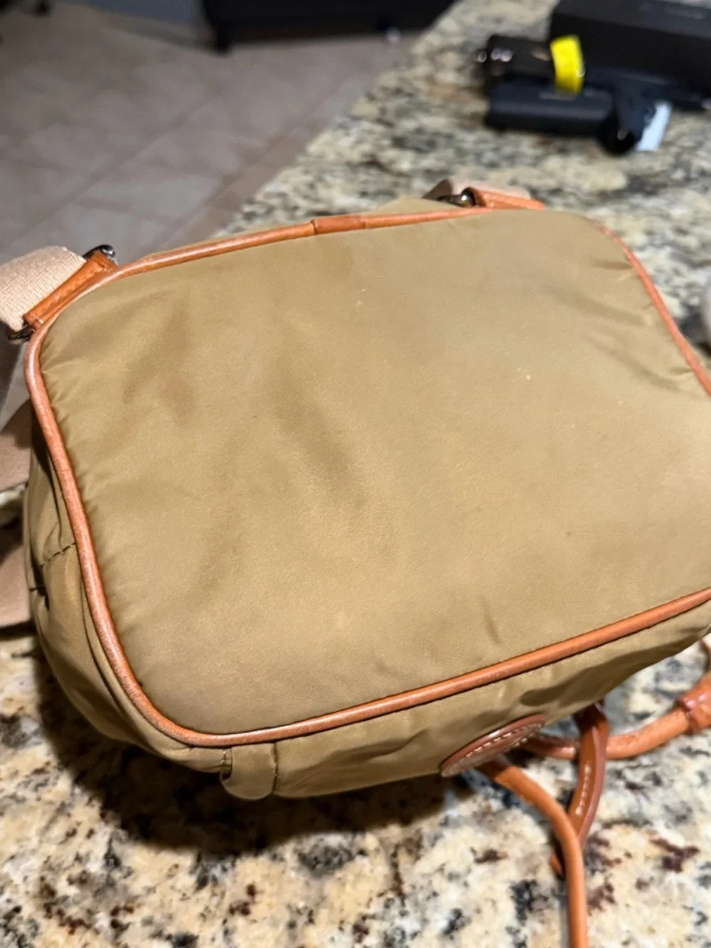 Dooney & Bourke Miramar small Murphy Backpack in Tan with Brown Leather Trim